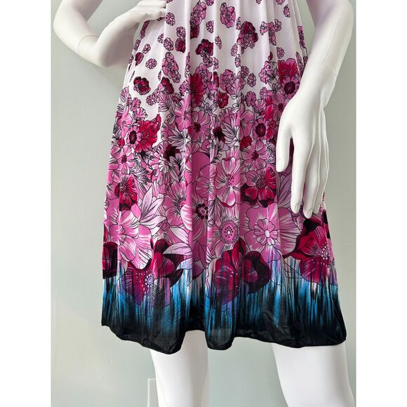 Vintage Y2k Sundress Casual Pink & White Flower Print Smocked Bodice Dress Small - Picture 7 of 7